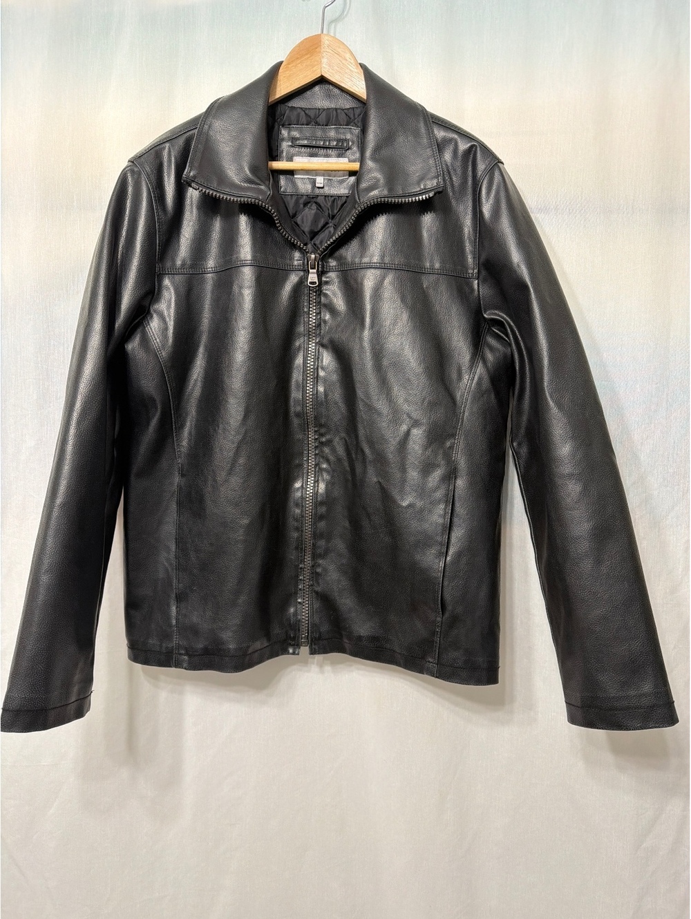 Calvin Klein Black Faux Leather Jacket Men's Medium